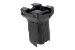 Strike Industries short angled vertical grip for rails features internal cable management, black version
